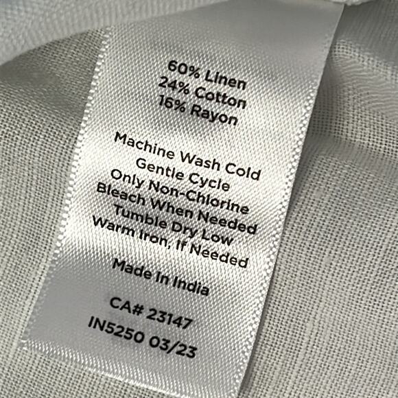 NWT Talbots Large P Linen Cotton Blend Soft Roll Up Sleeve  Multi Colored Blouse - Picture 3 of 9